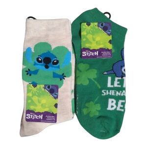 Stitch St Patrick's Day Crew and Low Cut Socks 2Pairs